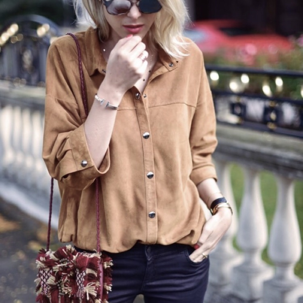 Faux Suede Buttondown